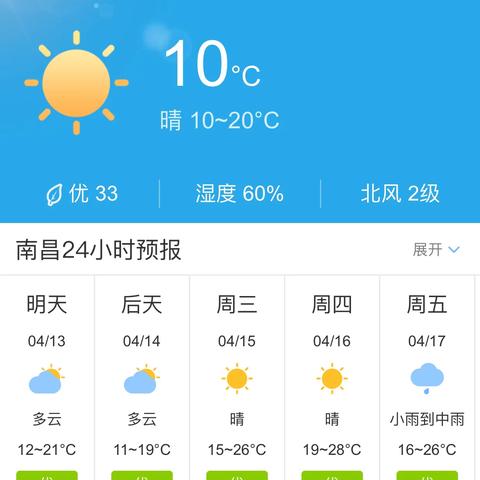 南昌天气30天天气预报（江西未来10天天气）