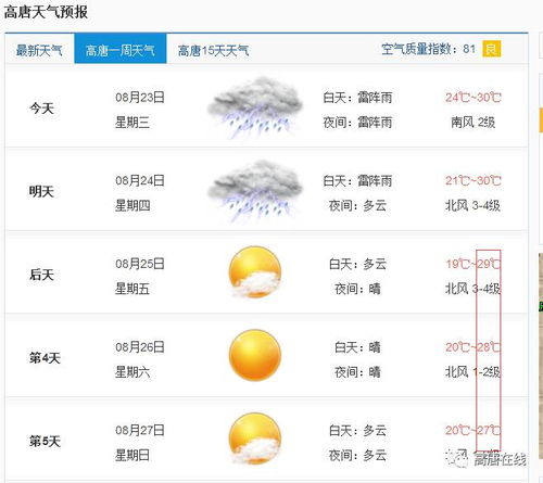 高唐天气预报15天（高唐天气预报15天当地天气查询表）